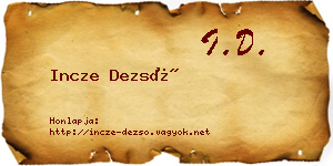 Incze Dezső névjegykártya